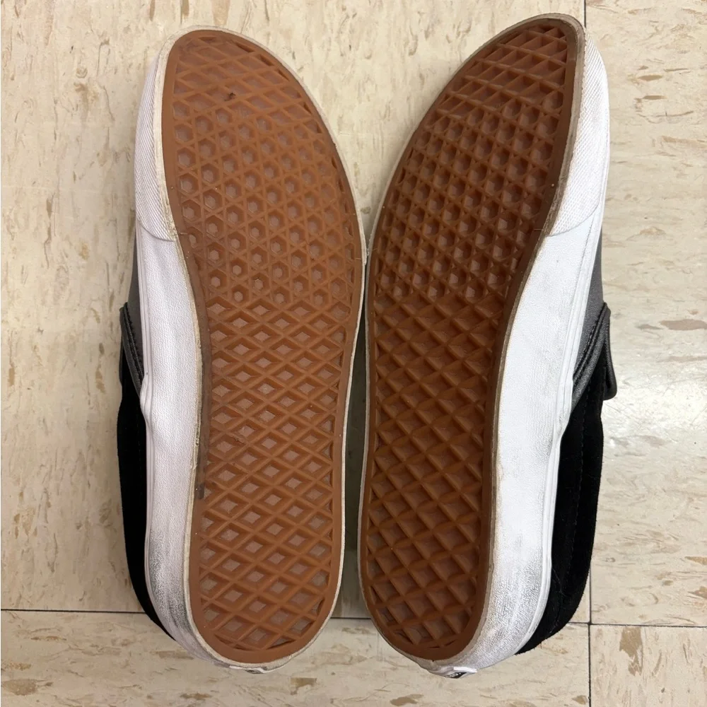 Vans Metallic Silver and Black Slip-Ons. SIZE  8.5